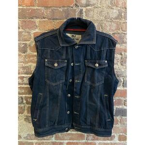 MJ Collection Denim Jean Biker Vest Menโs Size Medium M